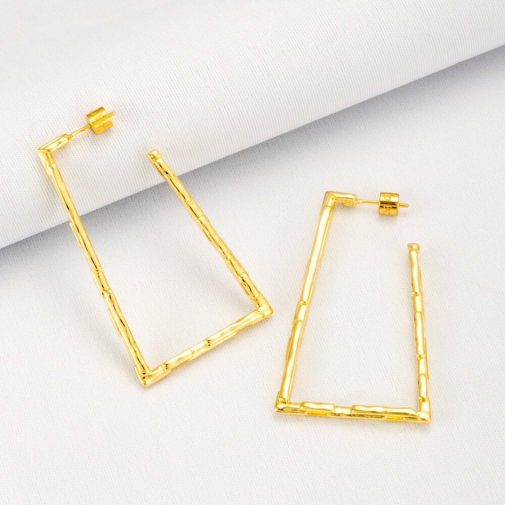 Alicia Bonnie Geometric Modern Gold Hoop Earrings Minimalist Lightweight